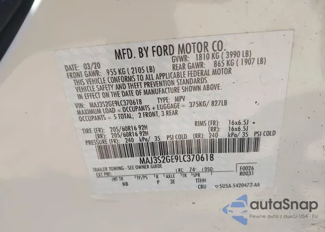 2020 Ford Ecosport Se from USA, damaged, VIN MAJ3S2GE9LC370618